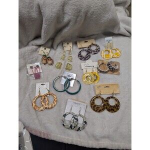 NWT Earring Lot Y2K Chunky Hoops Animal Print Dangle Drops Reseller Bundle